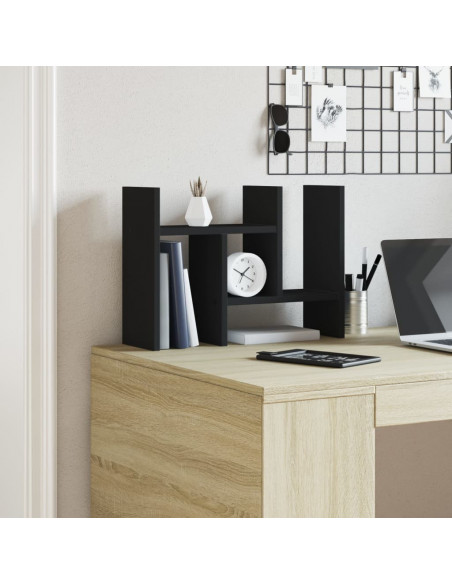 Organizer Scrivania Nero 34,5x15,5x35,5 cm in Legno Multistrato