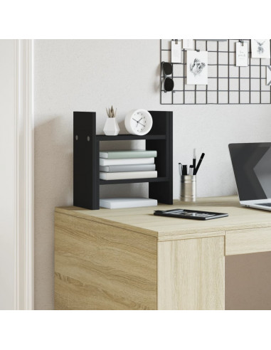 Organizer Scrivania Nero 34,5x15,5x35,5 cm in Legno Multistrato