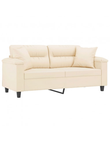Divano a 2 Posti con Cuscini Beige 140 cm Tessuto Microfibra