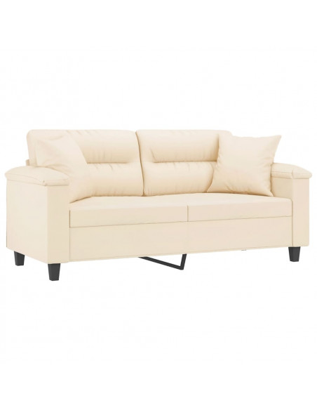 Divano a 2 Posti con Cuscini Beige 140 cm Tessuto Microfibra