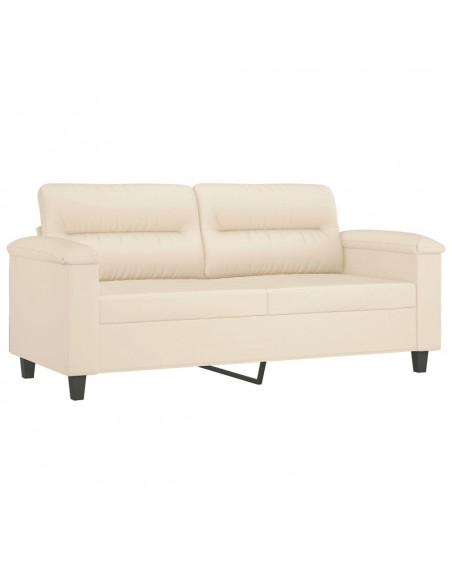 Divano a 2 Posti con Cuscini Beige 140 cm Tessuto Microfibra