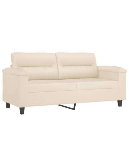 Divano a 2 Posti Beige 140 cm in Tessuto Microfibra