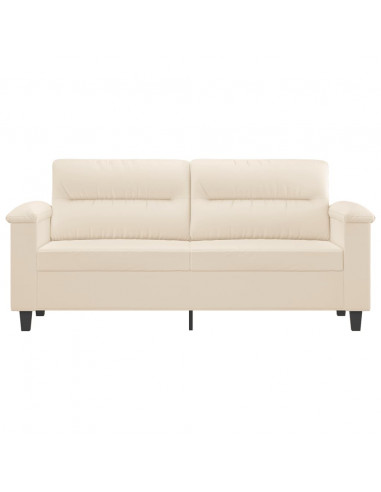 Divano a 2 Posti Beige 140 cm in Tessuto Microfibra