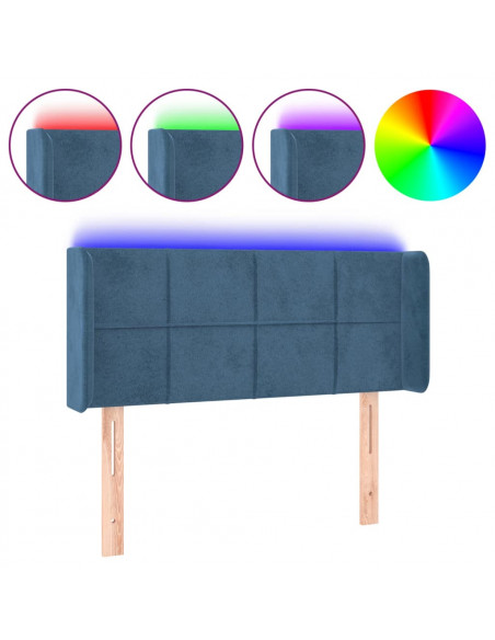 Testiera a LED Blu Scuro 103x16x78/88 cm in Velluto