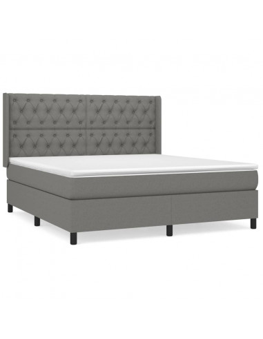 Giroletto a Molle con Materasso Grigio Scuro 160x200 cm Tessuto