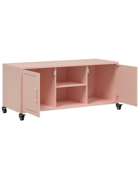 Mobile TV Rosa 100,5x39x43,5 cm in Acciaio Laminato a Freddo