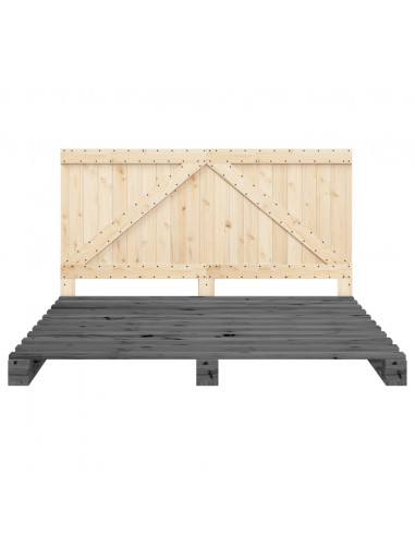 Giroletto con Testiera Grigio 200x200 cm Legno Massello di Pino