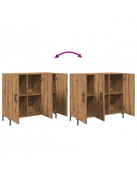 Credenza Rovere Artigianale 90x34x80 cm in Legno Multistrato