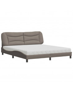 Letto con Materasso Tortora 180x200 cm in Tessuto 2