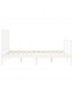 Giroletto con Testiera Bianco 140x190 cm in Legno Massello 2