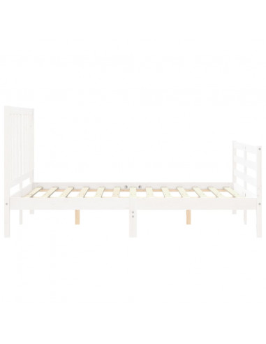 Giroletto con Testiera Bianco 140x190 cm in Legno Massello