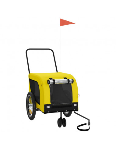 Rimorchio da Bici per Animali Giallo e Nero Oxford e Ferro