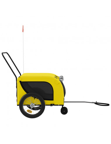 Rimorchio da Bici per Animali Giallo e Nero Oxford e Ferro