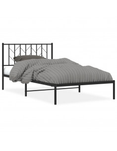 Giroletto con Testiera in Metallo Nero 107x203 cm