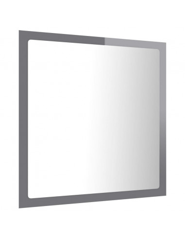 Specchio da Bagno LED Grigio Lucido 40x8,5x37 cm in Acrilico