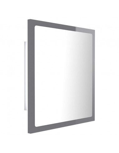 Specchio da Bagno LED Grigio Lucido 40x8,5x37 cm in Acrilico