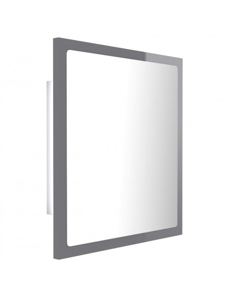 Specchio da Bagno LED Grigio Lucido 40x8,5x37 cm in Acrilico