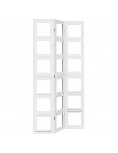 Divisorio Ambienti 3Pannelli Bianco Legno Massello di Paulownia 2