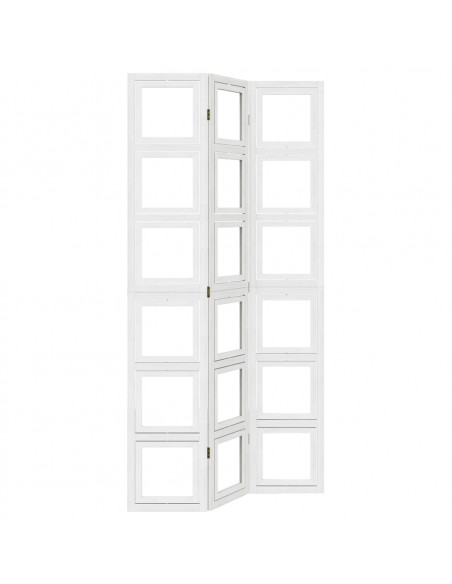 Divisorio Ambienti 3Pannelli Bianco Legno Massello di Paulownia