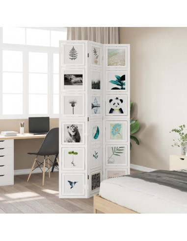 Divisorio Ambienti 3Pannelli Bianco Legno Massello di Paulownia