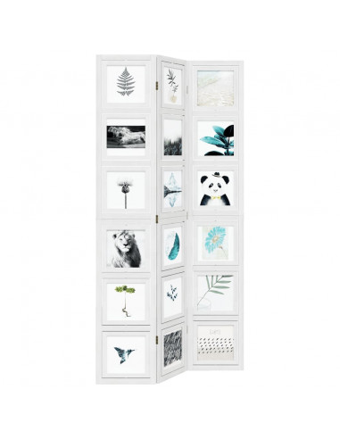 Divisorio Ambienti 3Pannelli Bianco Legno Massello di Paulownia