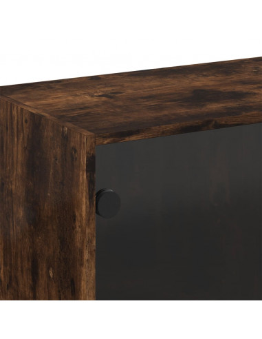 Mobile a Muro con Ante in Vetro Rovere Fumo 68x37x68,5 cm