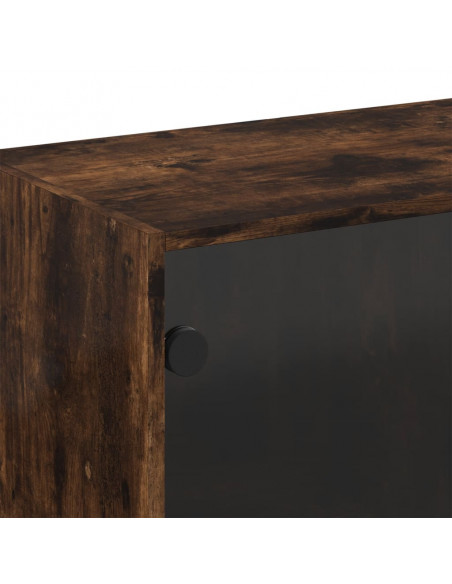 Mobile a Muro con Ante in Vetro Rovere Fumo 68x37x68,5 cm