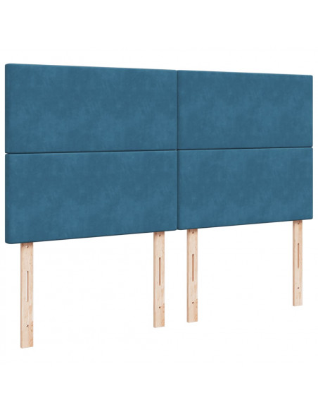 Giroletto a Molle con Materasso Blu Scuro 180x200 cm in Velluto