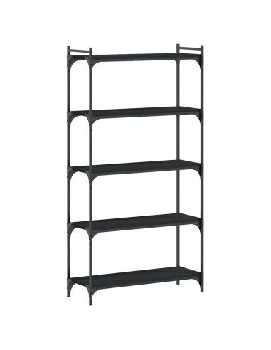 Libreria a 5 Ripiani Nera 80x30x154 cm in Legno Multistrato