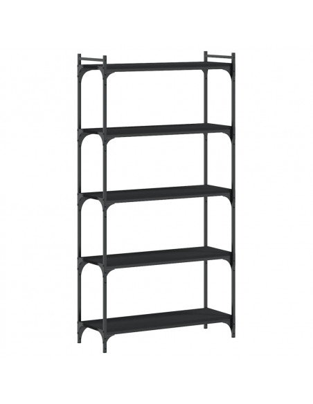 Libreria a 5 Ripiani Nera 80x30x154 cm in Legno Multistrato
