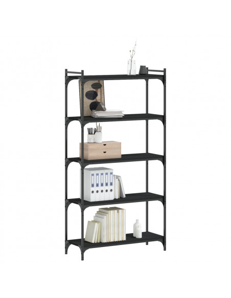 Libreria a 5 Ripiani Nera 80x30x154 cm in Legno Multistrato