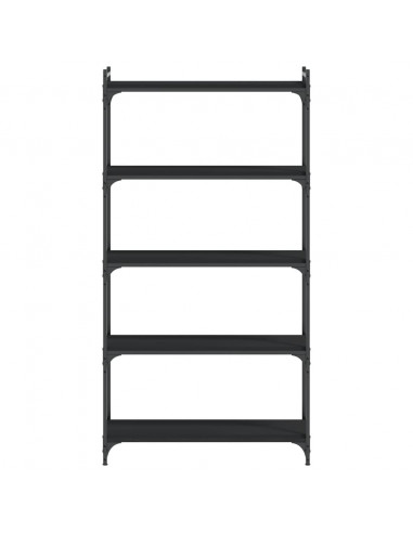 Libreria a 5 Ripiani Nera 80x30x154 cm in Legno Multistrato