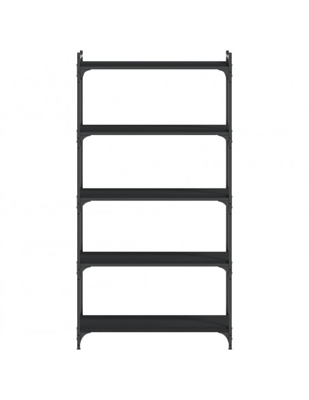Libreria a 5 Ripiani Nera 80x30x154 cm in Legno Multistrato