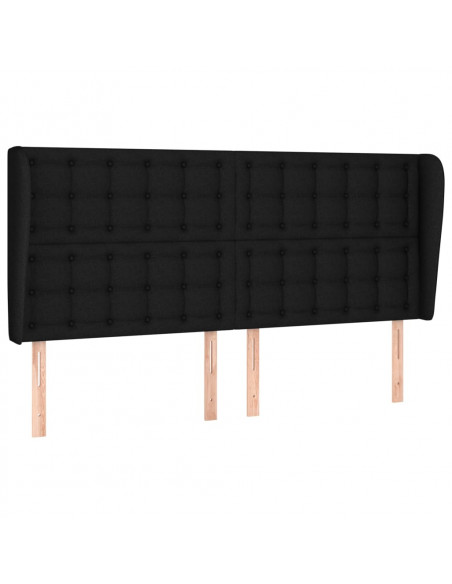 Testiera ad Orecchio Nera 163x23x118/128 cm in Tessuto