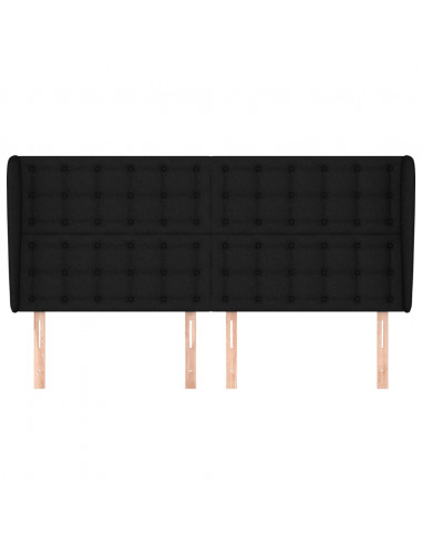 Testiera ad Orecchio Nera 163x23x118/128 cm in Tessuto