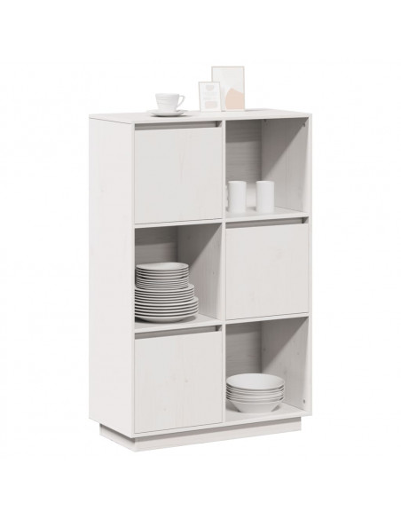 Credenza Bianca 74x35x117 cm in Legno Massello di Pino