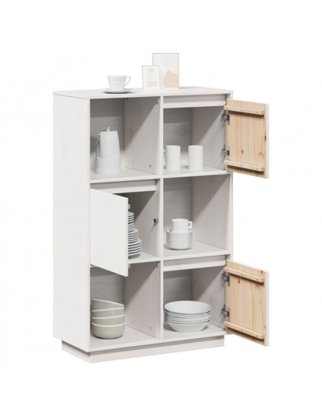 Credenza Bianca 74x35x117 cm in Legno Massello di Pino