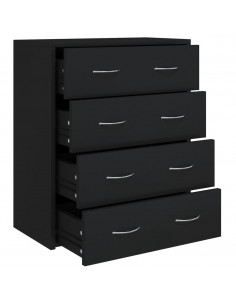 Credenza con 4 Cassetti 60x30,5x71 cm Nera 2