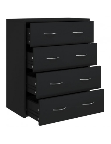Credenza con 4 Cassetti 60x30,5x71 cm Nera