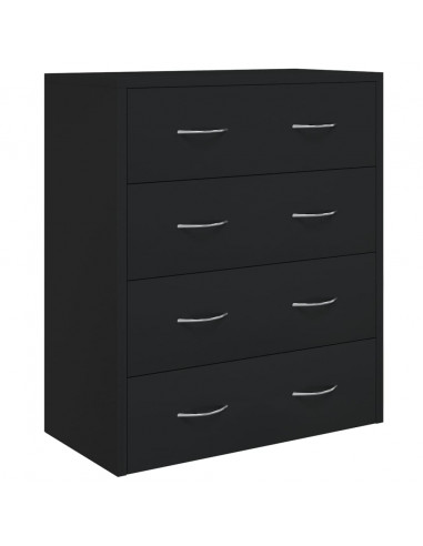 Credenza con 4 Cassetti 60x30,5x71 cm Nera