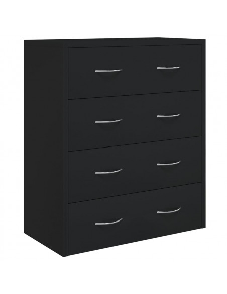 Credenza con 4 Cassetti 60x30,5x71 cm Nera