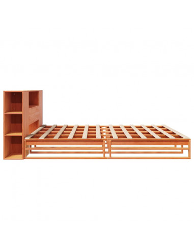 Letto Libreria senza Materasso Marrone Cera 200x200 cm Legno