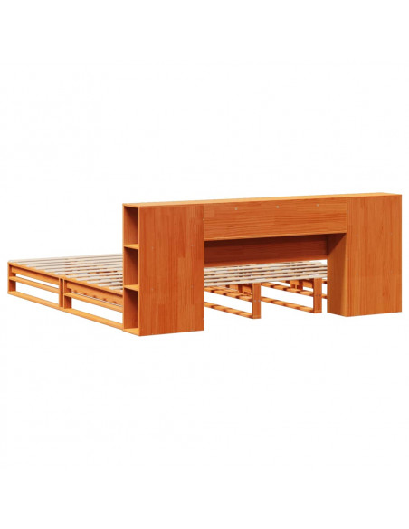 Letto Libreria senza Materasso Marrone Cera 200x200 cm Legno