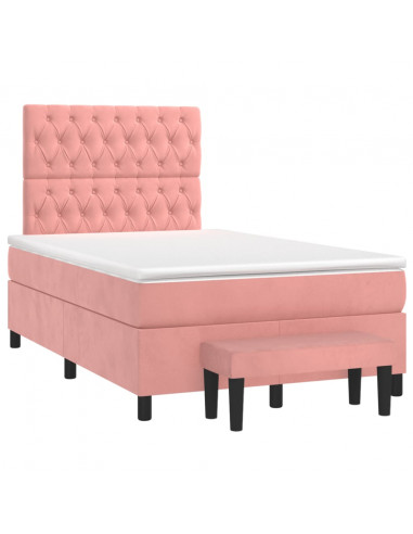 Giroletto a Molle con Materasso Rosa 120x190 cm in Velluto