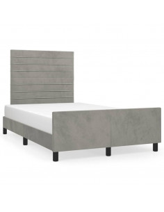 Giroletto con Testiera Grigio Chiaro 120x190 cm in Velluto 2