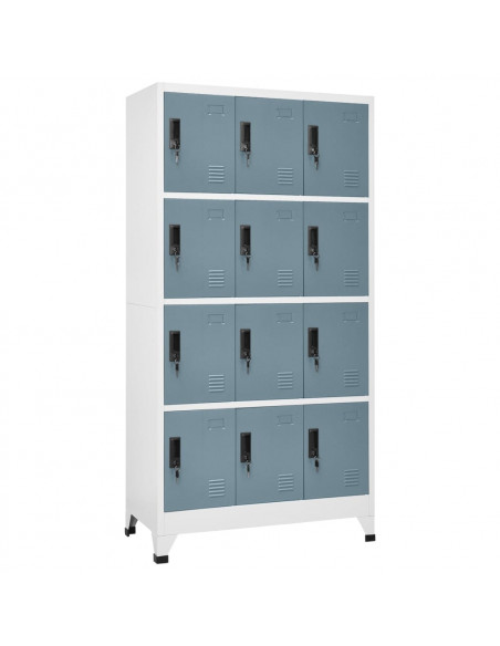 Armadietto con Chiave Grigio Chiaro e Scuro 90x45x180cm Acciaio