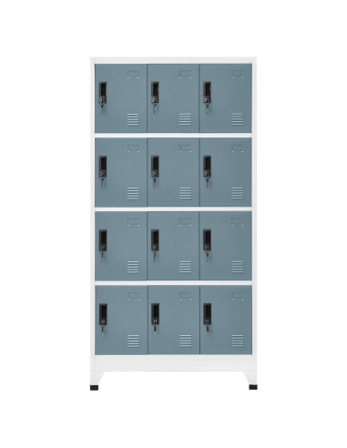 Armadietto con Chiave Grigio Chiaro e Scuro 90x45x180cm Acciaio