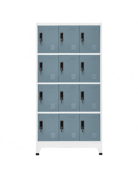 Armadietto con Chiave Grigio Chiaro e Scuro 90x45x180cm Acciaio