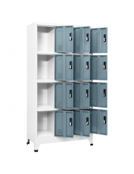 Armadietto con Chiave Grigio Chiaro e Scuro 90x45x180cm Acciaio