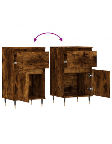 Credenze 2 pz Rovere Fumo 40x35x70 cm in Legno Multistrato